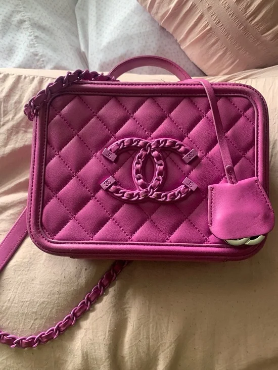 Chanel Purple/Lavender Quilted Lunch Box Bag - Picture 1 of 6